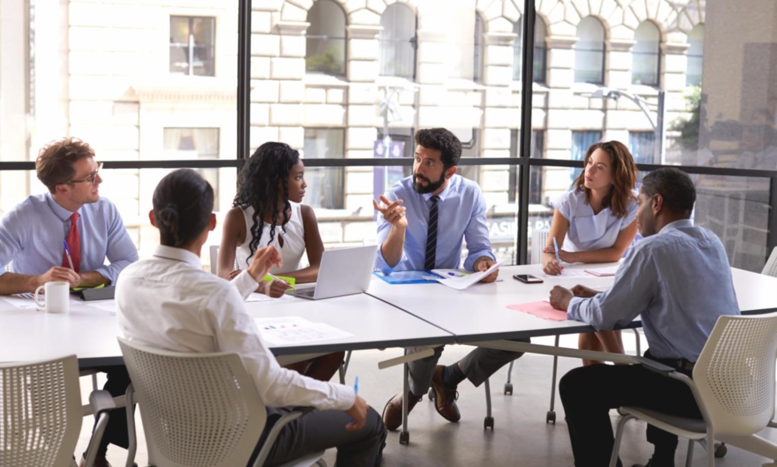 Family reviewing household budget together
